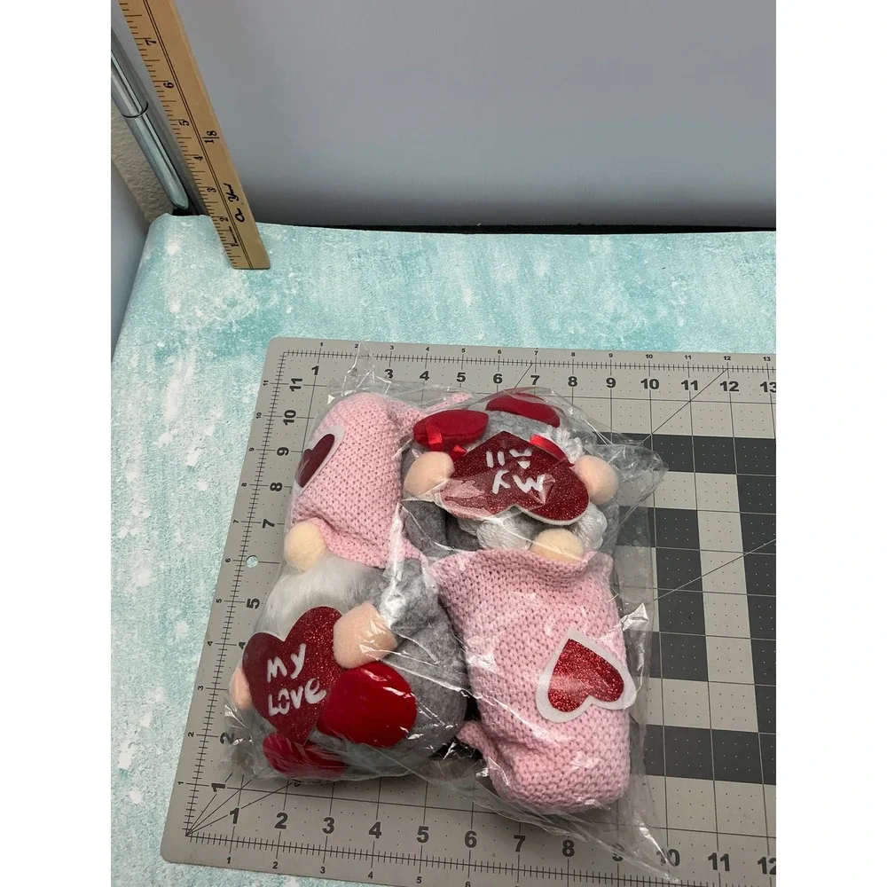 Valentine's Day Gnome Plush Set 2pc Pink Heart My Love My All Holiday Decor 10
